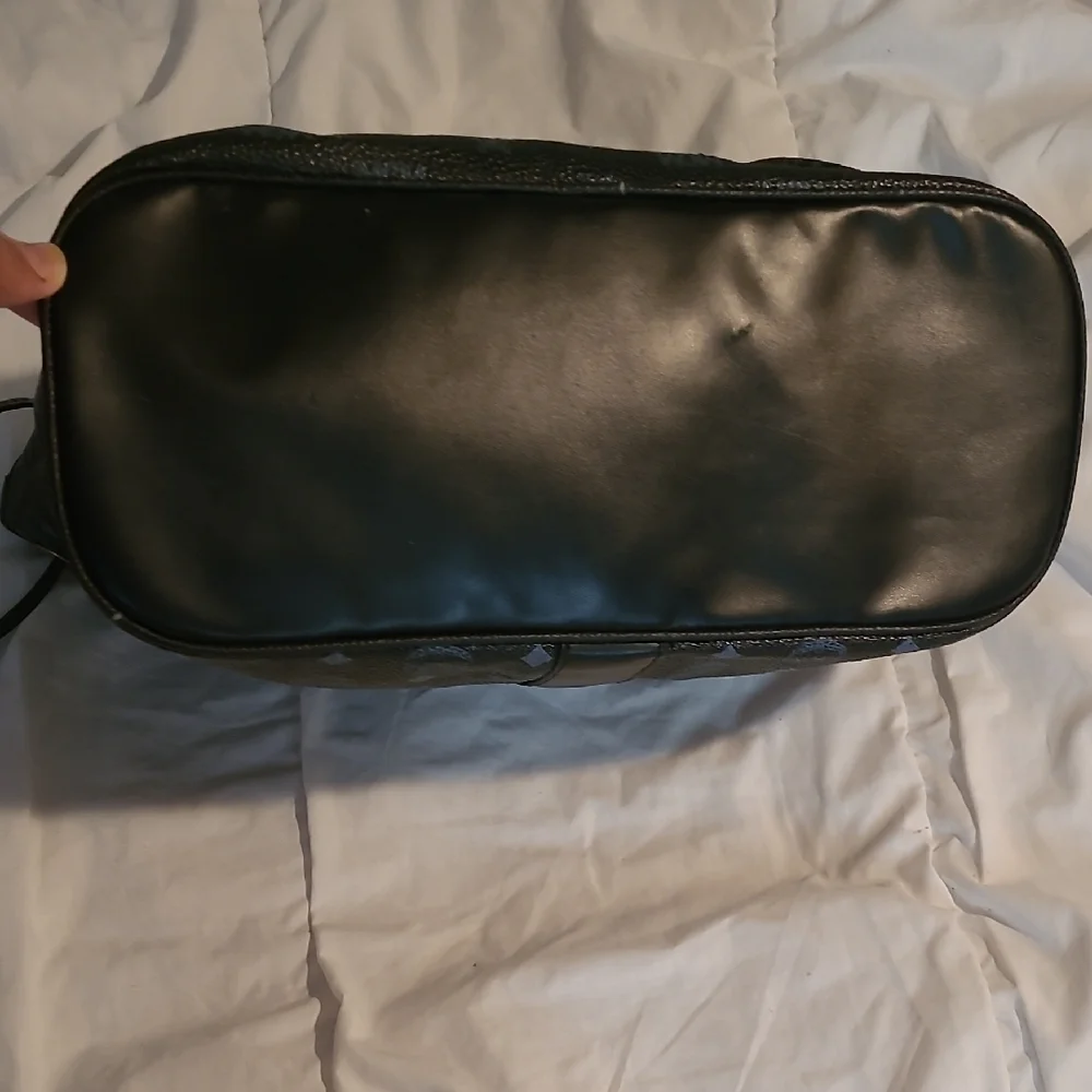 MCM Black and Gold Tote with Logo Pattern - Picture 5 of 8